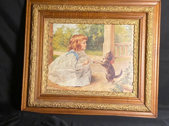 Victorian framed print, 30.75" x 26.75" frame.