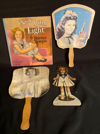 Shirley Temple 1938 book, RC Cola S. Temple hand fan, etc.