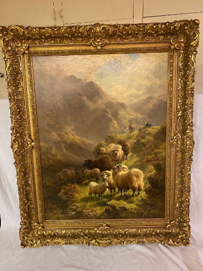 W. Watson 1898 oil on board, 35.5 x 43.5 frame, 26 x 35 scene on board.