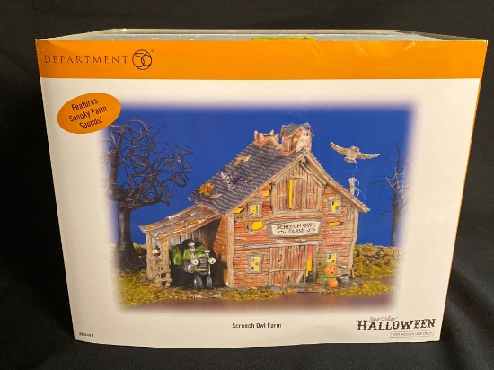 Dept 56 Halloween Screech Owl Farm, with spooky farm sounds