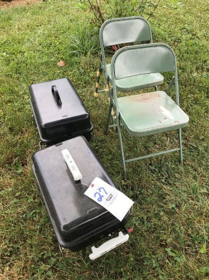 2 gas camping grills - 2 child's chairs