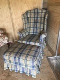 Upholstered chair and ottoman