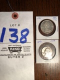 Canadian 50-cent pc., 1965, 80% silver - 1959 Washington quarter