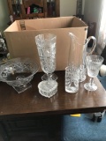 Crystal and pattern glass. One signed Waterford