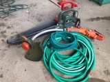 Two blowers - string trimmer - hose