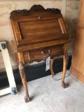 Lighted oak claw-foot secretary