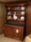 Early Metal-top dry sink with newer bookcase top.