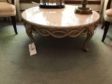 French provincial marble-top coffee table