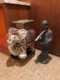 Elephant plant stand and figurine (elephant has some cracks)