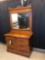 Victorian Oak Two-Over-Two Chest with Mirror