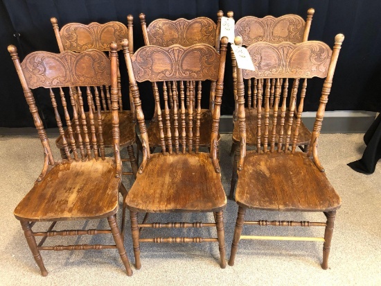 Oak Pressed-Back Chairs