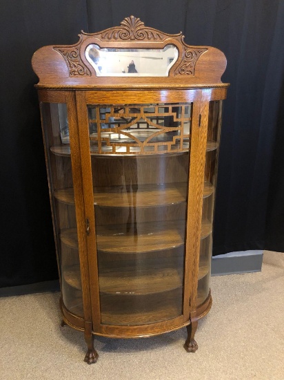 Oak Curved-Glass China Cabinet