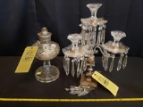 Aladdin oil lamp, silver-plated glass prism candelabra