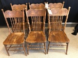 Oak Pressed-Back Chairs