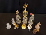 Assorted perfume bottles glass and china