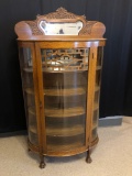 Oak Curved-Glass China Cabinet