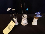 Assorted hat pins and hat pin holders