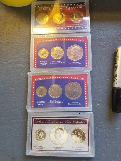 Bicentennial coins sets, bid x 4