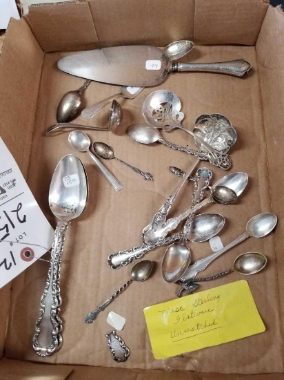 Box of assorted sterling flatware