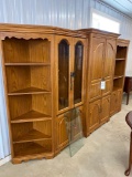 Large 5-pc. oak finish TV cabinet bookshelf