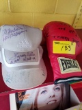 Golf hats, boxing glove, signed