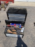 Two-piece stack toolbox loaded with tools