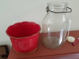 One gallon glass milk jar