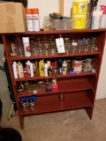 Wood shelf, mason jars