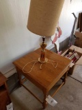 Oak end table and lamp
