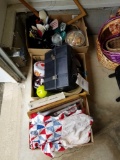 Lunch box, quilt patches, kitchen utensils