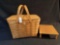 Longaberger 1989 large picnic basket with shelf and oak lid