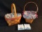 Longaberger 1995 Easter basket with liner and tie ons, 1992 Mothers Day with liner