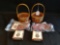 Longaberger 1997 inaugural baskets, left and right handed weave w/ tie ons and liners