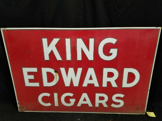 King Edward Cigars double sided porc. sign 70 x 46in