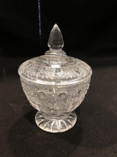 Bohemia hand cut crystal covered dish