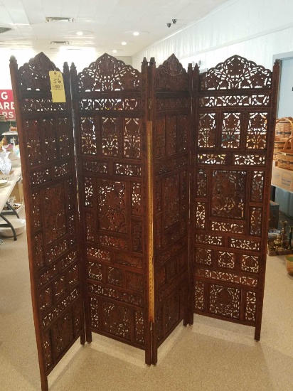 4 panel oriental dressing screen, 20 x 74in panels