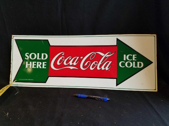 Coca-Cola 1991 metal sign, 26in long
