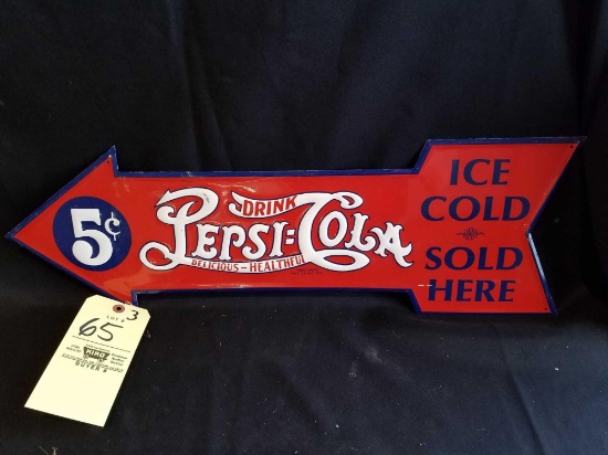 Pepsi cola arrow reproduction sign 27 inches
