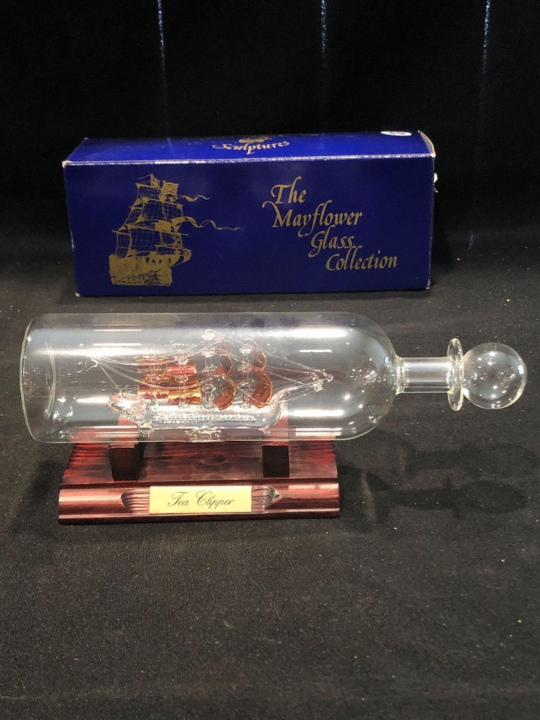 Mayflower Glass Collection Tea Clipper ship in bottle | Art, Antiques &  Collectibles | Online Auctions | Proxibid