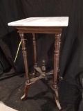 Mahogany marble top stand, 15 x 30 in