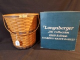 Longaberger 1989 bankers waste basket, 13.5in tall