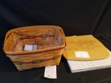 Longaberger 1993 red homecoming basket with lid, hostess only