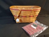 Longaberger 1992 holiday red gift giving basket, hostess only with liner