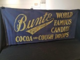 Bunte world famous candies, cocoa, and cough drops banner - 65 x 29in on cloth