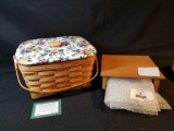 Longaberger 1989 cake basket w/ shelf and garden splendor lid