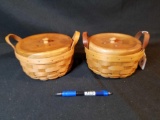 Longaberger 1989, '90 button baskets with non-Longaberger button lids