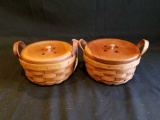 Longaberger 1990 and 1989 button baskets w/ non-Longaberger lids