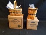 Longaberger collectors club minature baskets '96 market basket, '97 waste basket w/ liners