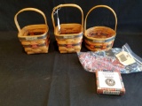 Longaberger inaugural baskets, '93, '97 w/ tie on and liner