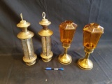 2 pair of brass candle holders